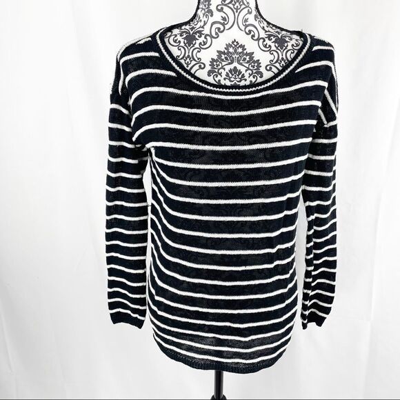 Alice + Olivia Ottoman Linen Blend Striped Sweater - Picture 3 of 8